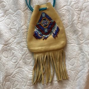 Beaded Leather Bag